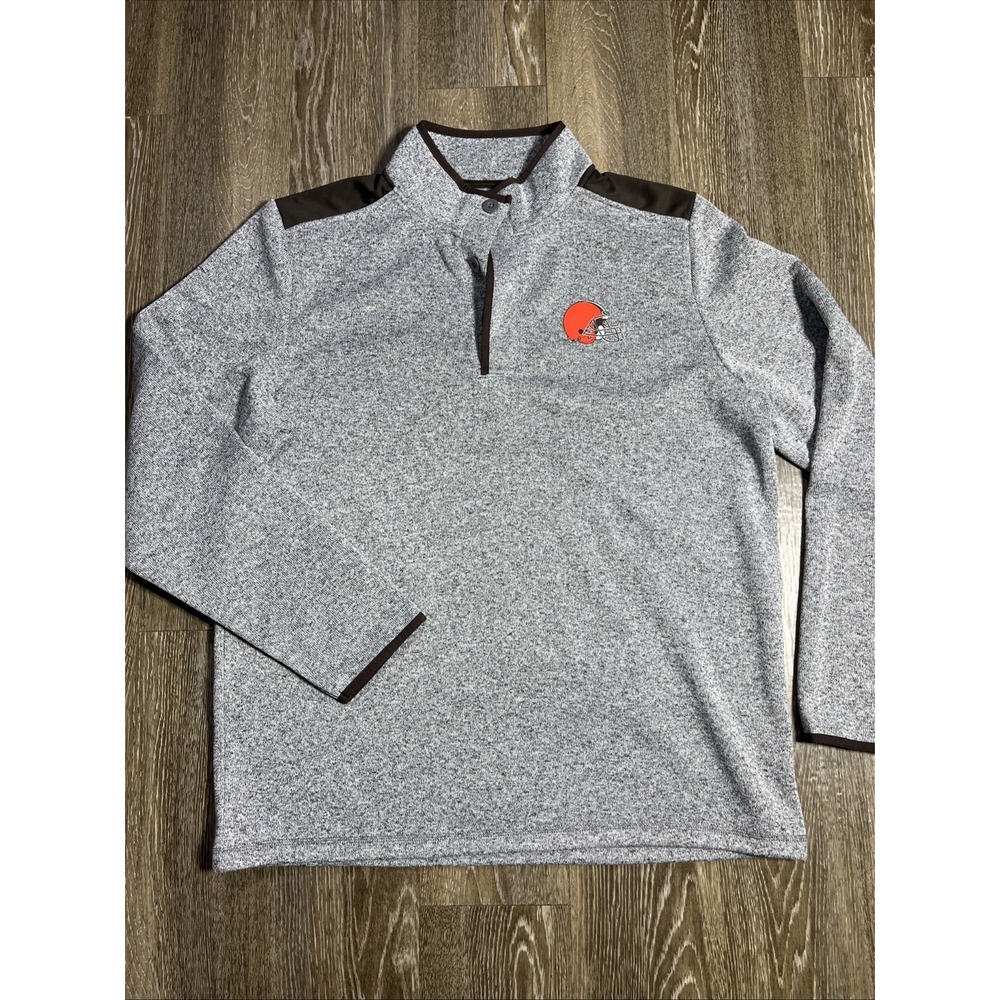 Cleveland‎ Browns Sweater Mens XL Heather Grey NFL Team Apparel 1/4 Button Knit